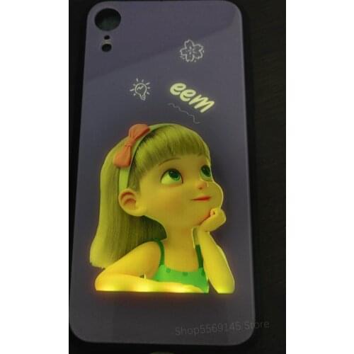 Cartoon Cute Text Graffiti Girls Case For iPhone 12 11 Pro Max XS XR X 7 8 Plus 12 mini 7Plus case Soft Led Light Coque Funda
