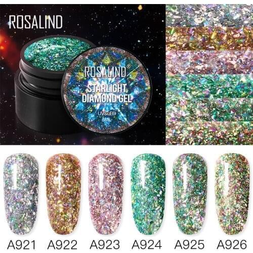 ROSALIND Gel Polish Nail Glitter Semi Permanent Gel Varnishes Shiny Paint Top Base Coat Tips For Nails Art Design Manicure