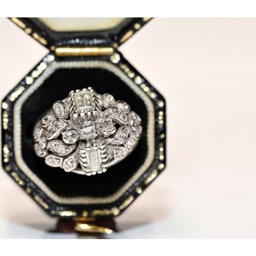 PERFECT OLD VINTAGE 12K GOLD NATURAL DIAMOND DECORATED STRONG RING