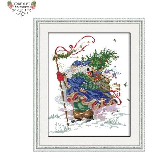 Joy Sunday RA058 14CT 11CT Counted and Stamped Christmas Cross Stitch Kits For Festival Gift and Home Decoration