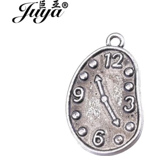 JUYA Ancient Clock Shape Charms for Women Handmade Necklace Bracelet Accessories 28x17.5mm 10pcs/lot Cheap Pendant AO0505
