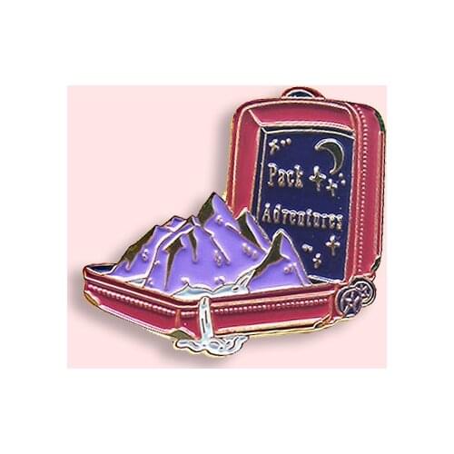 Mountain Flowing Water Metal Badge Fashion Cartoon Suitcase Enamel Brooch Cute Traveler Lapel Backpack Jewelry Accessories Gift