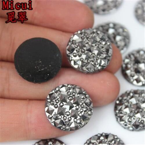 Micui 100pcs 14mm Round Resin Rhinestone Flatback Stone beads For DIY Scrapbooking crafts Wedding Decoration ZZ550D