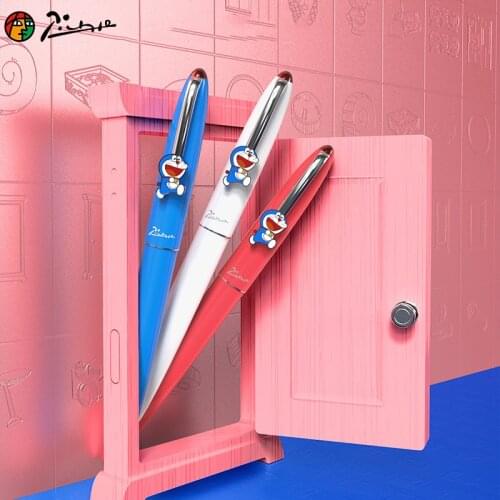 Cartoon Metal Fountain Pen Luxury Writing Pen Doraemon to School Authorized 0.35MM Nib Gift Box for Office Business Student Gift