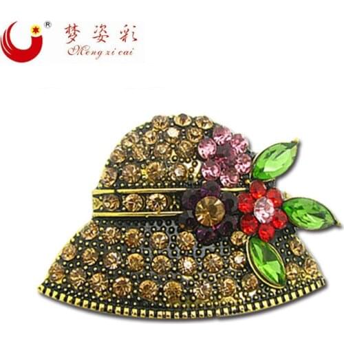 MZC New Fashion pin Cute Hat Brooch Jewelry Beautiful Brooches for Women Male Hasband New Flower Designer Broches Pins