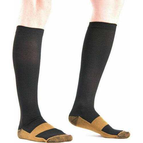 2019 Hot Copper Infused Compression Socks 20-30mmHg Graduated Mens Womens Patchwork Long Socks S-XXL