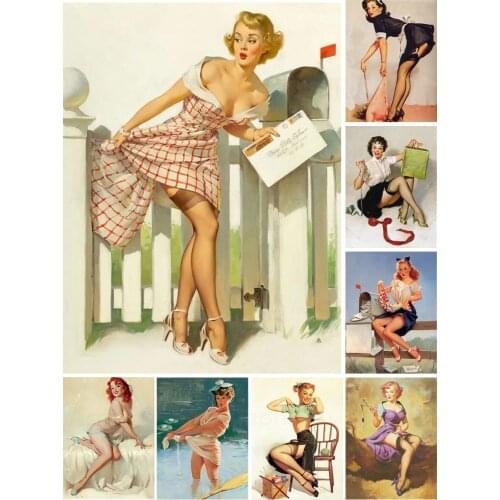 Sexy Lady Pin Up Girl 5D Diy Full Square and Round Diamond Painting Embroidery Cross Stitch Kit Wall Art Club Home Decor Gift