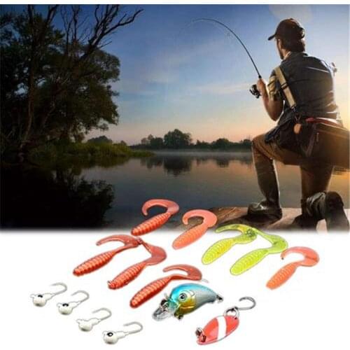 14PCS/Set of Luya Bait Set Silicone Iron Sequin Fishing Lure for Sea Lake Stream Fishing
