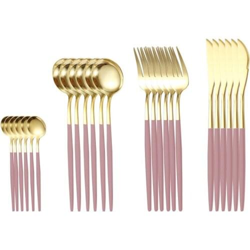 Western Cutlery Set 24 Piece Tableware Set Stainless Steel Dinnerware Black Spoon Fork Knife Dinner Set Complete Home Flatware