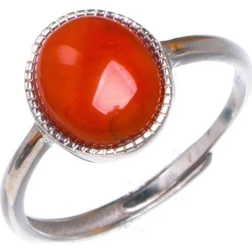 Natural Nanjiang Red Agate Opening Handmade 925 Sterling Silver Ring 9 D1060