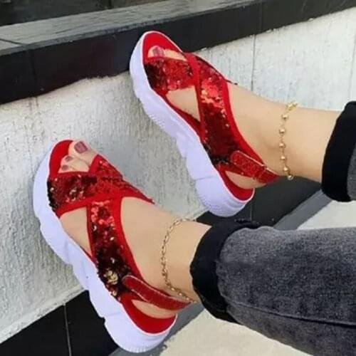 2021 Summer New Womens Platform Sequined Sports Sandals Beach Shoes sandalias sandales femmes ete womens sandals 2021