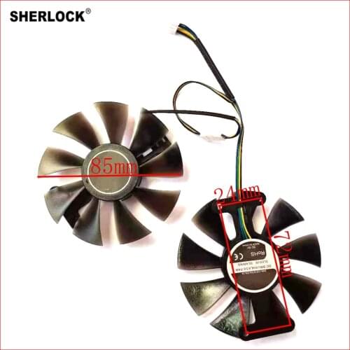 New GA91S2U GeForce GTX950 GTX960 GTX1060 85mm 4pin 72x24mm For Radeon Red Dragon AX RX 470 RX480 RX 580 graphics card fan