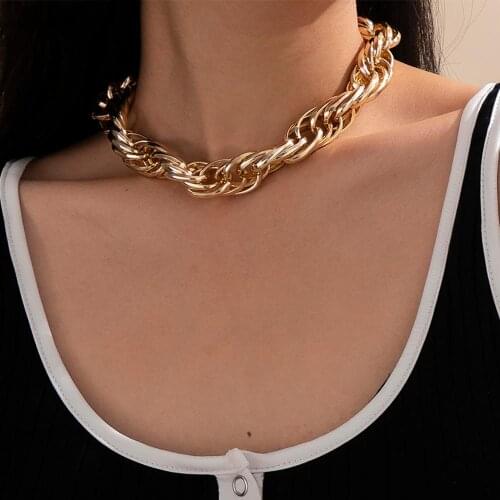 Salircon Punk Simple Big Chunky Chain Choker Necklace for Women Men Goth Minimalist Thick Short Necklace Jewelry Gift 2021 Trend