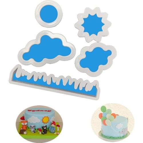 Nature Element Cloud Grass Sun Cookie Cutter Plastic Biscuit Knife Baking Fruit Cake Kitchen Tools Mold Embossing Printing