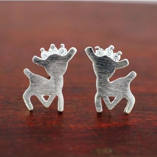 QIAMNI Lovely Zircon Bambi Deer Reindeer Stud Earrings Animal Elk Moose Fawn Earring Gift Party Jewelry Brincos Pendientes