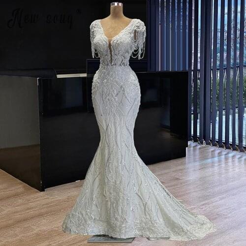 Luxury Mermaid Wedding Dresses 2021 Europe Style Lace Appliques Sleeveless Bridal Dress Wedding Gown Beaded Vestido de Noiva