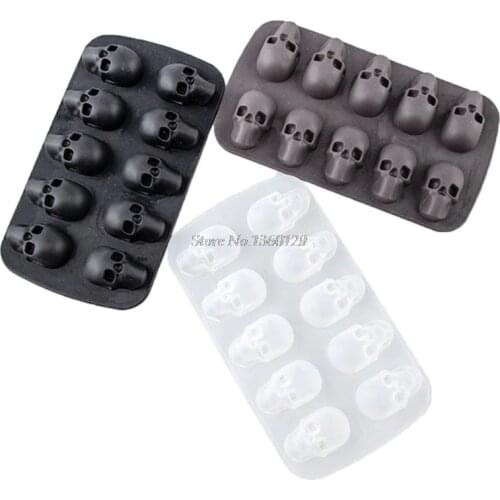 10 Cavity Ice Cube Maker 3D Skull Shape Silicone Chocolate Mold DIY Whiskey Bar Ice Cube Mold Dropship