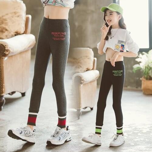 Girls Alphabet Sports Leggings 2021 Spring Autumn New Youth Children Cotton Outer Trousers Tights Kids All-match Stretch pants