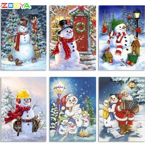 ZOOYA Rhinestone Diy Diamond Painting Snowman Full Drill Square/Round Diamond Painting Full Square Christmas Diamond Mosaic 6A02
