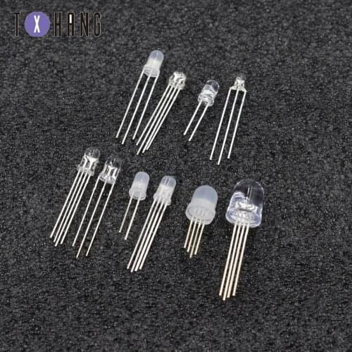 50PCS Round Hat LED 5mm Red-Blue/Red-Green Dual Milk White 3Pin Common Anode/Cathode diy electronics