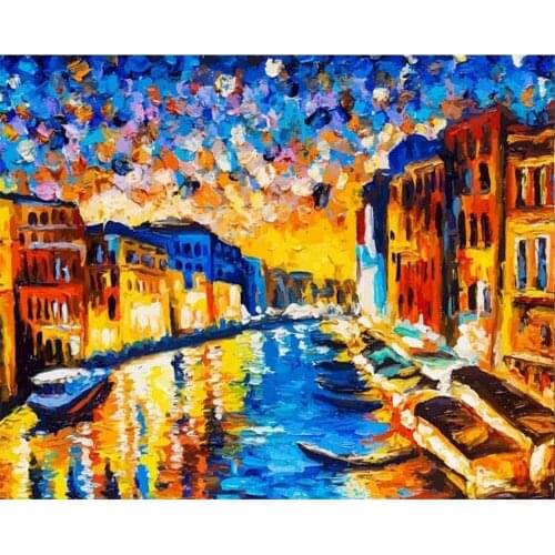 Landscape Night Printed Fabric 11CT Cross-Stitch Full Kit Embroidery DMC Threads Painting Hobby Craft Handiwork Jewelry Decor