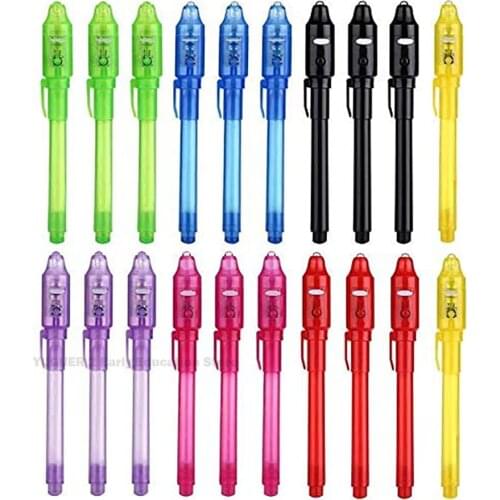 20 Pcs Invisible Disappearing Magic Pen Marking Secret Spy Information with Uv Light Fun Activity Suitable for Childrens Partie