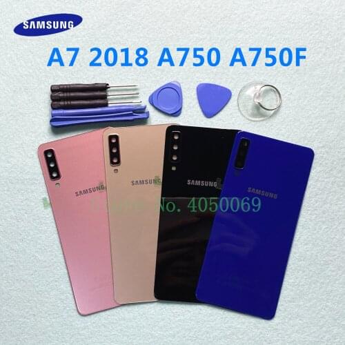 SAMSUNG Back Battery Cover Back panel For Samsung Galaxy A7 2018 A750 A750F Back Rear Glass Case + Tools