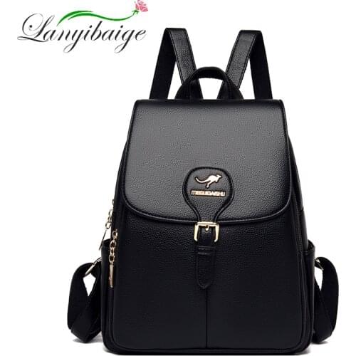 Ladies PU Leather Backpack Anti Theft Female Sac A Dos Multi Function Girl Travel Student Backpack Mochilas Feminina Preppy 2021