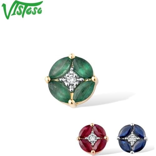 VISTOSO Gold Pendant For Women Genuine 14K 585 Yellow/Rose/White Gold Emerald/Ruby/Sapphire Diamond Engagement Gift Fine Jewelry