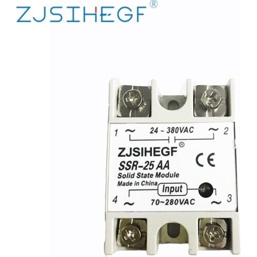 ZJSIHEGF SSR -10AA 25AA 40AA AC Control AC SSR White Shell Aluminum Heat Sink Relais 80-250VAC TO 24-380VAC For 3d printer