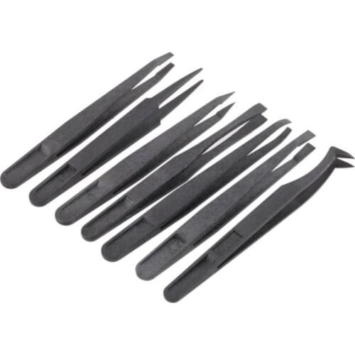 1 PCS Carbon Fiber Tweezers Plastic Antistatic Straight Curved Anti-static Conductive Tweezer Clip Hand Tools