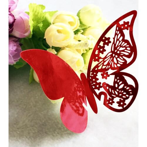 10pcs/lot Paper Laser Cut Butterfly Place Wine Glass Cup Card For DIY Birthday Wedding Festival Party Home Decoration Hot