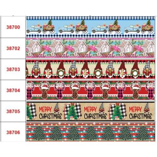 16MM,22MM,25MM,38MM,75MM Christmas Tree Ribbon for Gift Wrapping Wedding Decoration Hair Bows DIY 50yards