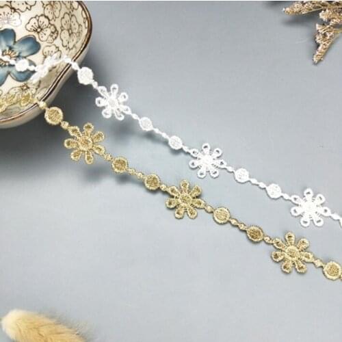 2yards 1.8cm Wide Daisy Floral Lace Trim Ribbon Costume Home Textile Curtains Decor Clothes Wedding Dress Sewing Accessories DIY