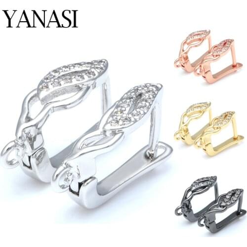 4 Colors Accessories For Earrings Copper Zirconia Accessories for Jewelry DIY Tassle Pearl Earrings Wholesale