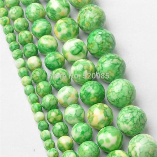 Free Shipping Natural Light Green Dots Rainbow Stones Round Spacer Loose Beads For Necklace Bracelet Charms Jewelry RBSB09