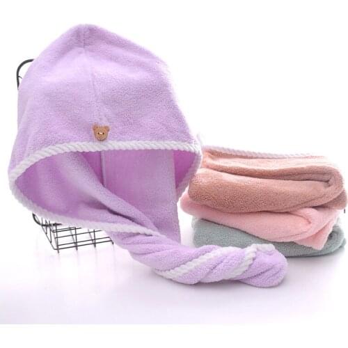 Microfiber quick dry hair towel Cartoon pattern for mother women girls kids Button design Lightweight Multi function