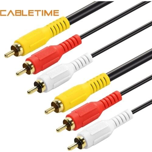 Cabletime 3RCA To 3 RCA Male To Male Audio Cable AV Cable 3 RCA Video Cable For DVD VCD TV Set-top Box Amplifier Wholesale N5