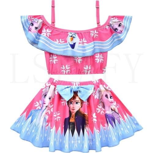 Disney Frozen Childrens Swimwear Kids Biquini Children Baby Girl Cartoon Elsa Anna Bikini Set Swimwear Swimsuit Bathing Clothes