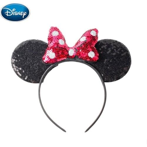 Disney 1PC Mouse Ears Headband Classical Polka Dot Sequins Hair Bows Hairband DIY Girls Hair Accessories Hot-sale Party Mujer