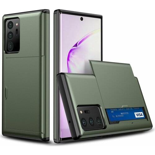 For samsung note 20 ultra Case Wallet Credit Card Holder ID Slot Sliding Cover for Galaxy note 20 ultra Note20 Armor Protective