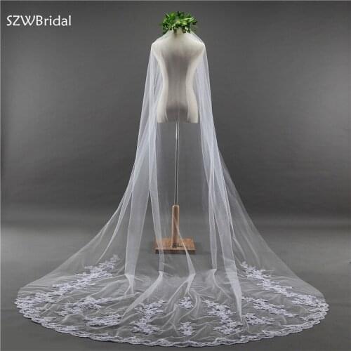 New Arrival Lace Applique Wedding Veils 3 Meter Bridal Veil Wedding Accesorios Bridal Headwear Novia Velos Welon With Comb