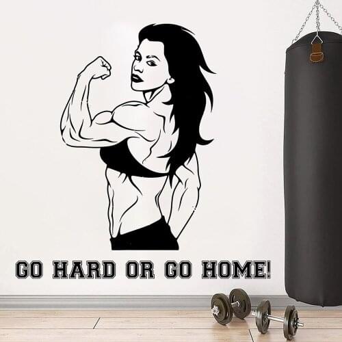 Fitness Decor Art Quotes Gym Wall Stickers Fitness Girl Wall Decals Inspiring Customized Exercise Motivational Vinyl Decal C156