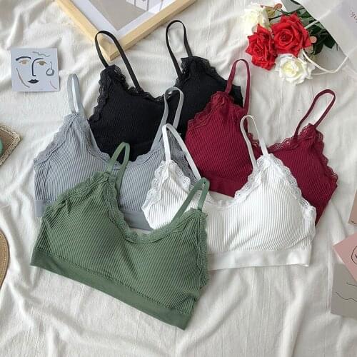 French Make Deep V bras rims exposed lace bra underwear firm offers sexy condole render small vest Womens personal female sex