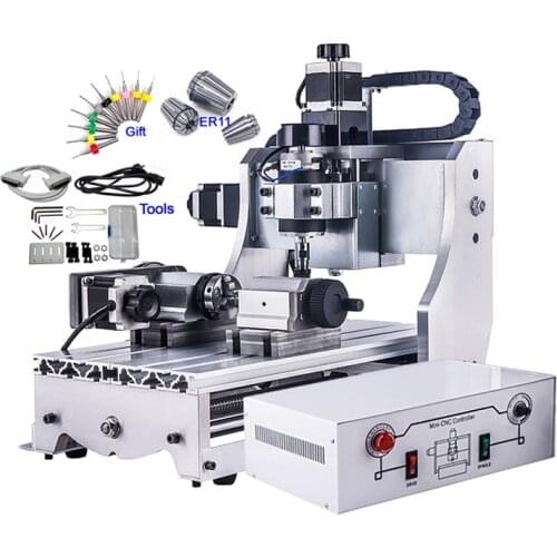 4 Axis Mini CNC Router Engraver 3020 300W 3D Woodworking Machinery
