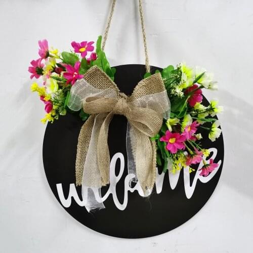 Artificial Wreath Garland Welcome Door Hanger Door Wreath Front Door Wreath Decoration Spring Easter Wedding Decorations