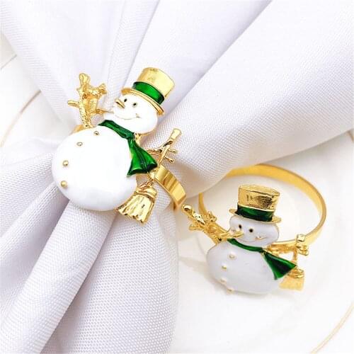 12PCS/Metal Christmas Snowman Napkin Ring Table Decoration Western Etiquette Decorations Used for Cocktail Party Wedding Banquet