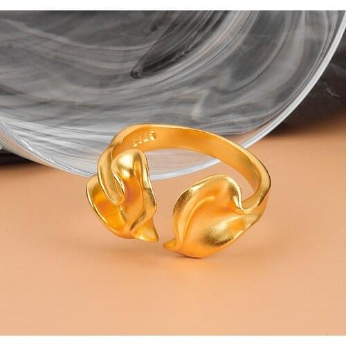VENTFILLE 925 Sterling Silver Rings Pleated texture texture open ring Jewelry Ring Gift