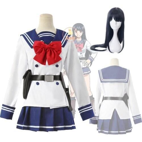 Anime High-Rise Invasion Yuri Honjo Cosplay Skirt Set Tenkuu Shinpan Wig JK Uniforms Women Sailor Suit Halloween School Costume