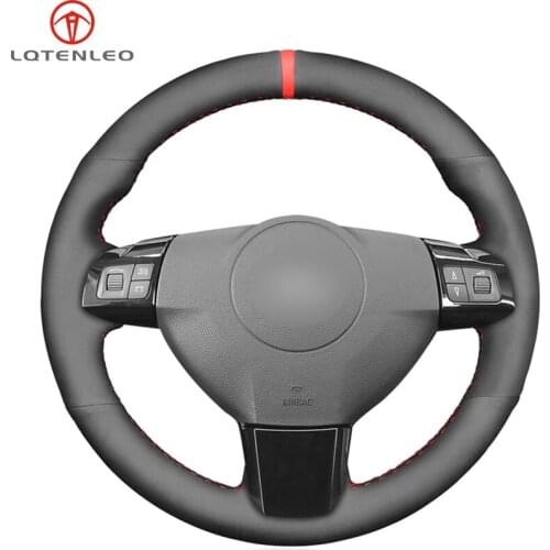 LQTENLEO Black Suede Hand-Stitched Car Steering Wheel Cover For Opel Astra (H) 2004-2009 Vectra (C) 2005 2006 2007 2008 2009